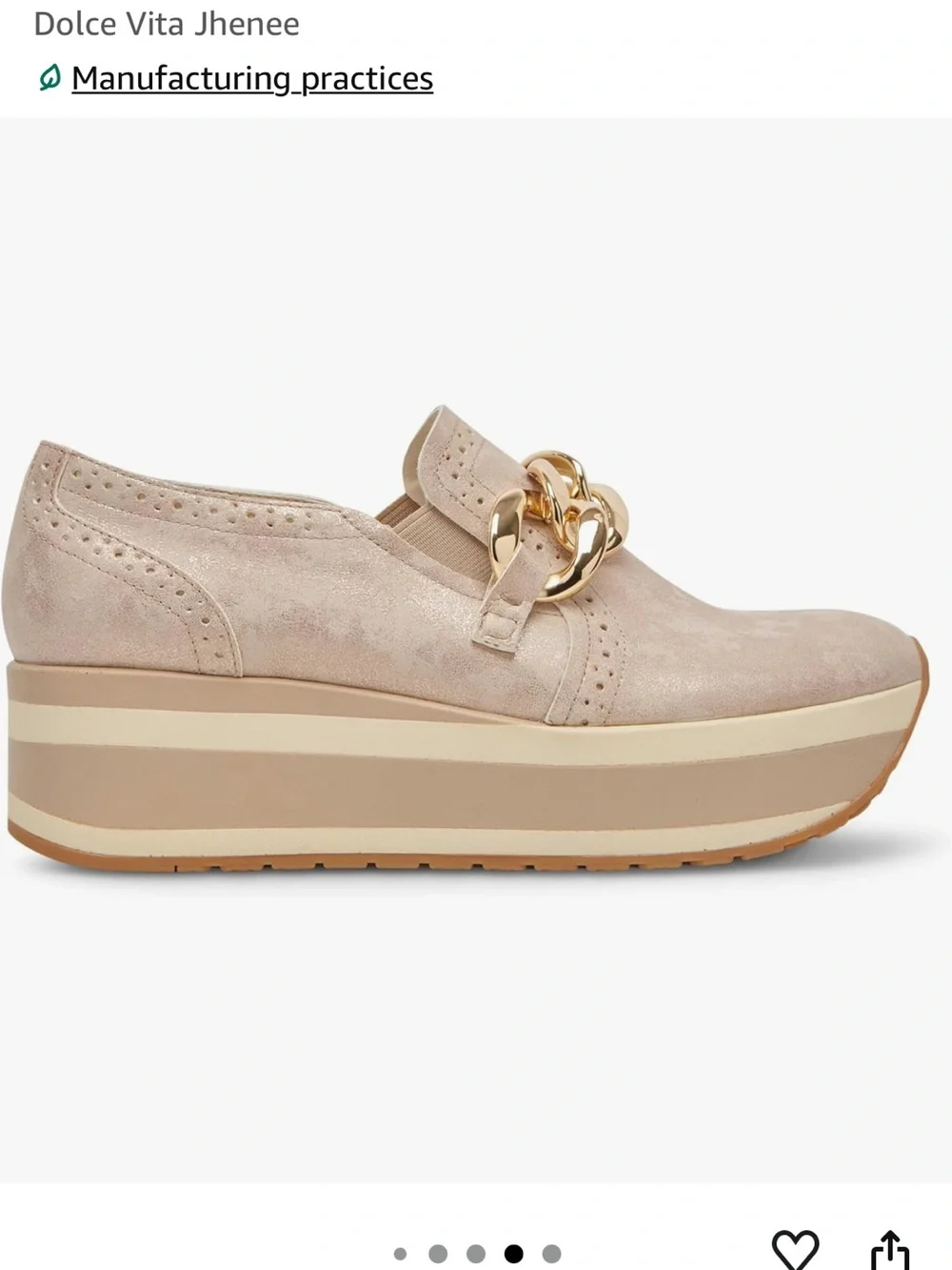 Dolce Vita Jhenee Platform Loafer in Light Gold with Gold Chain